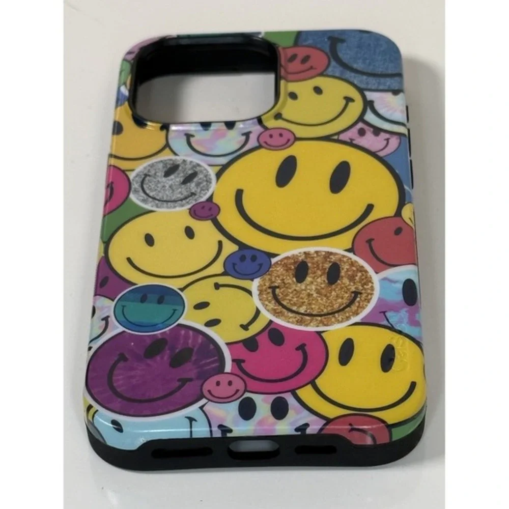 Casely iPhone 13 Pro Case Happy Face Print MagSafe Compatible Multi Color 81-13‎